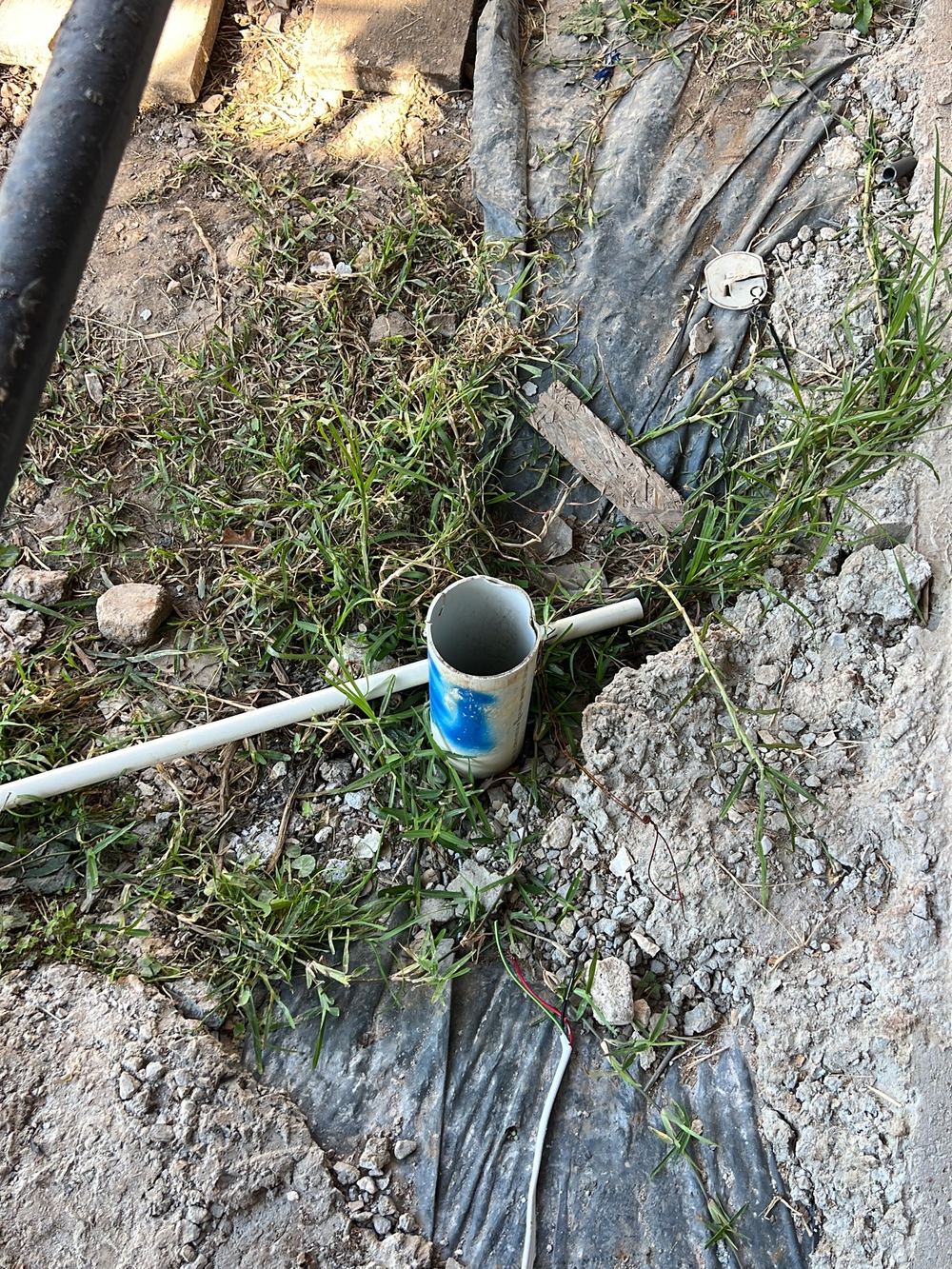 Open stormwater pipe end with nothing to keep site debris out, Castle Hill